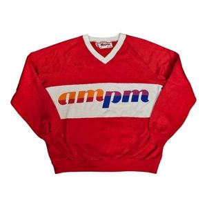 Vintage AM PM V Neck Pull Over Sweater Size Large Mission Sales Made In USA RARE